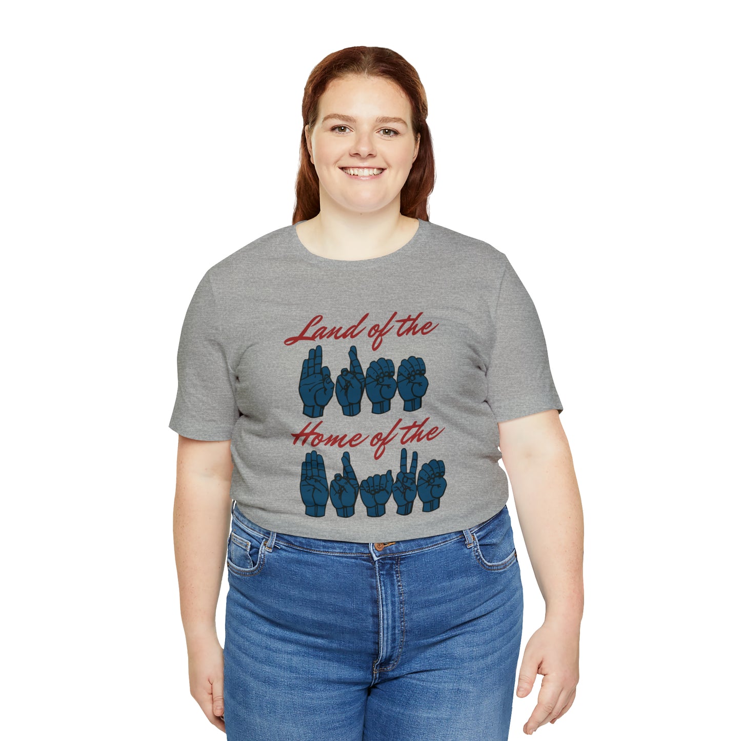 American Land of the Free, Home of the Brave Sign Language Patriotic Tee for Independence Day