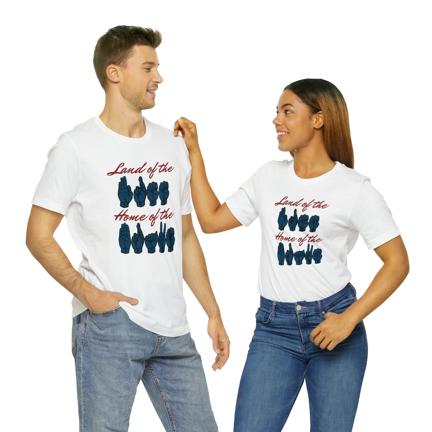 American Land of the Free, Home of the Brave Sign Language Patriotic Tee for Independence Day