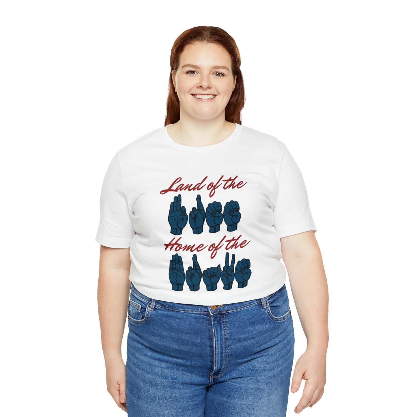 American Land of the Free, Home of the Brave Sign Language Patriotic Tee for Independence Day