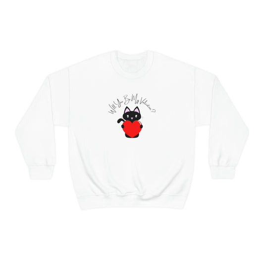 Will You Be My Valentine Cat Unisex Heavy Blend™ Crewneck Sweatshirt